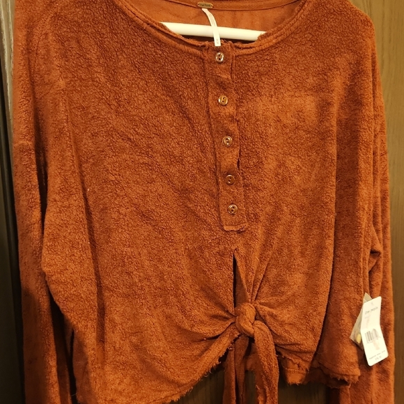 Free People Rust Tie-Front Blouse - Picture 4 of 6